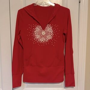 Burton red leaf motif dry ride hoodie S